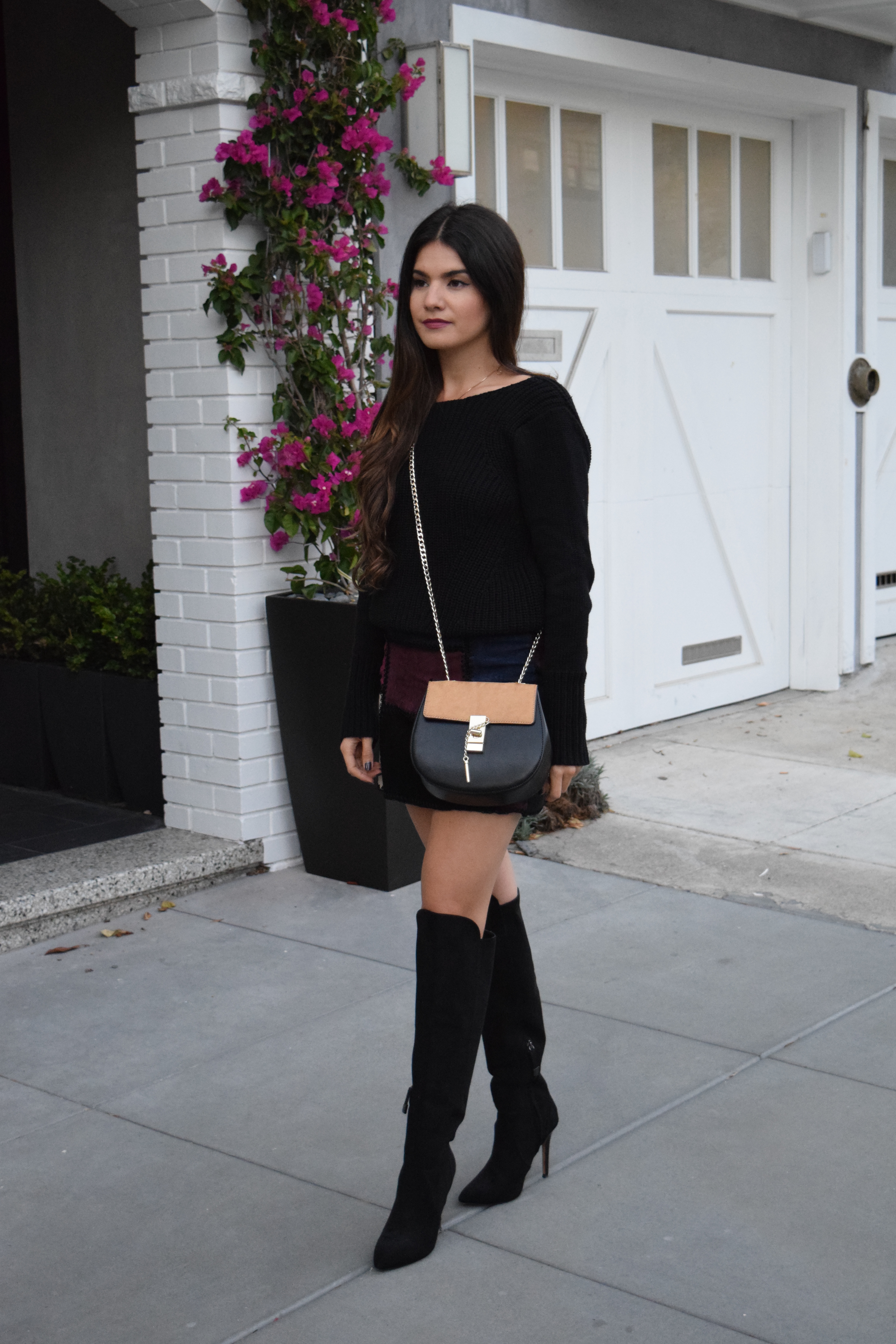over the knee boots with mini skirt
