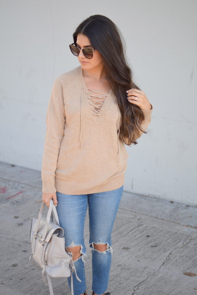 thanksgiving-outfit-lace-up-sweater
