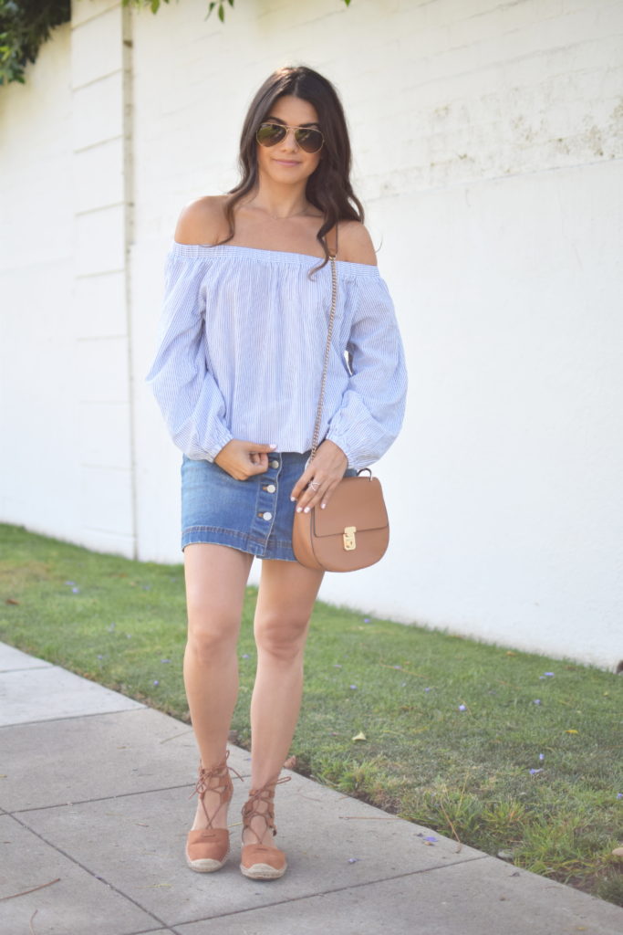 OTS Stripe Top + Lace Up Espadrilles | Girl About Town