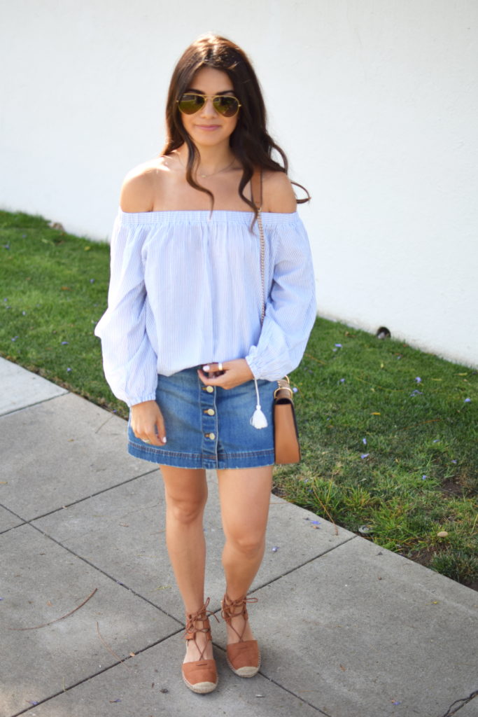 OTS Stripe Top + Lace Up Espadrilles | Girl About Town